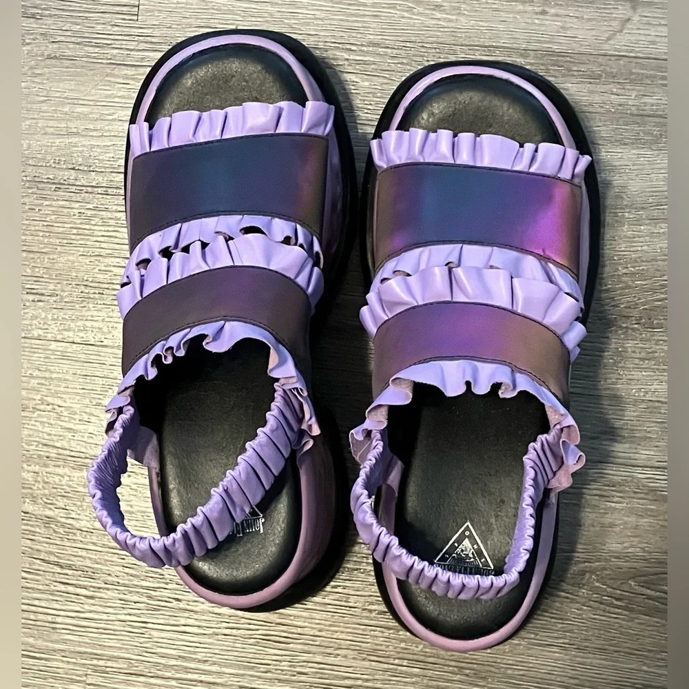 John Fluevog ruffle straps